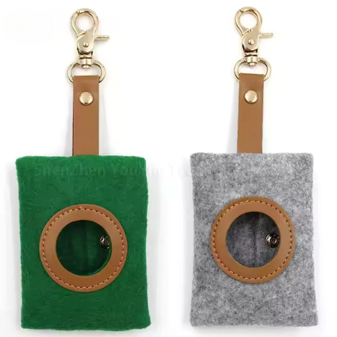 Felt dispenser for dog waste bags